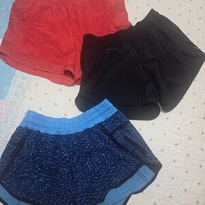 Set of Three Athletic Shorts - Red, Black, and Blue